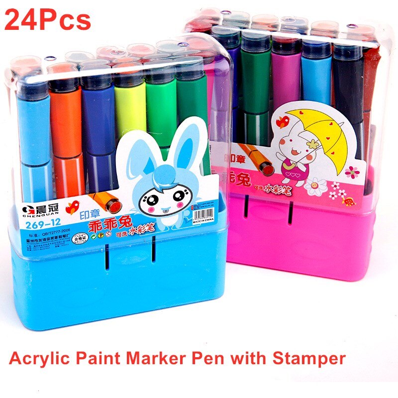 36 Colors Acrylic Paint Marker pen for Ceramic Rock Glass Porcelain Mug Wood Fabric Canvas Painting: 24 PCS