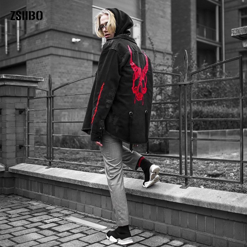 Sportkläder för män tvättade jeansjackor för pojkar vår höst vintage tryck athleisure långärmad fitness ytterkläder toppar