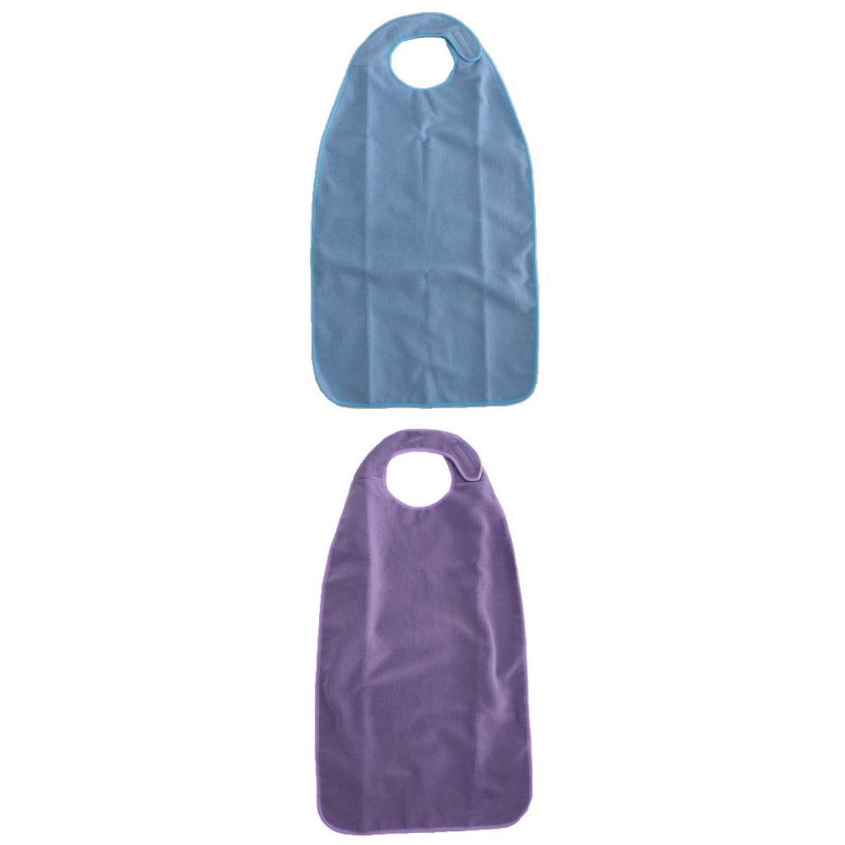2 kpl aikuisten ruokalappu pestävä uudelleen käytettävä vedenpitävä vaatesuoja sinisen ja violetin syömiseen 18 '' x34 ''
