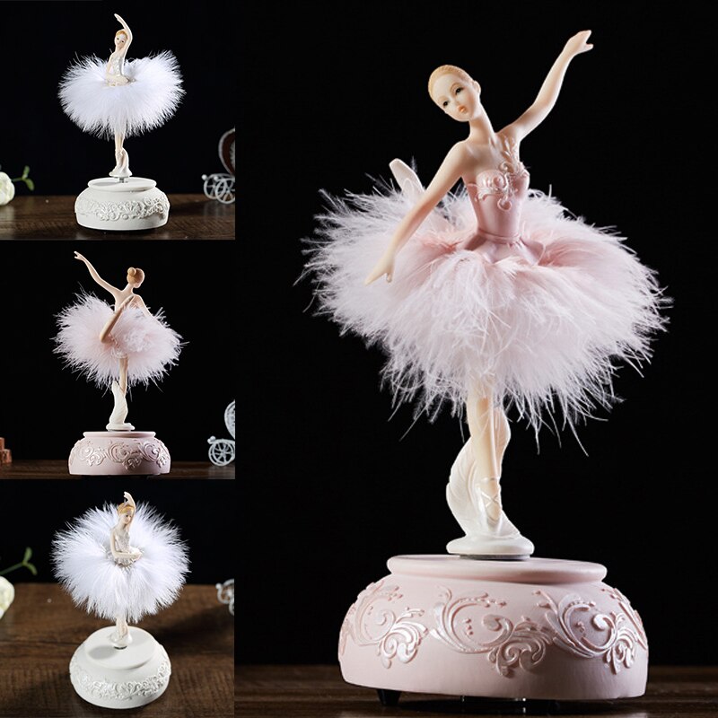 Ballerina Music Box Dancing Girl Swan Lake Carousel with Feather for Birthday Wedding Birthday for Girls Lovely