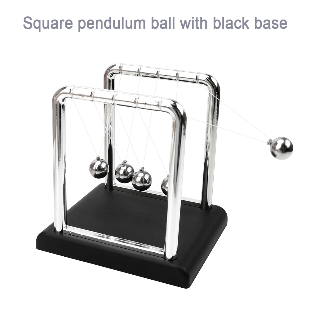 Xunmi Ambachten Newton 'S Cradle Bureau Tafel Decor Metalen Slinger Bal Newton Ball Natuurkunde Science Pendulum Steel Balance Ball: Square -black base