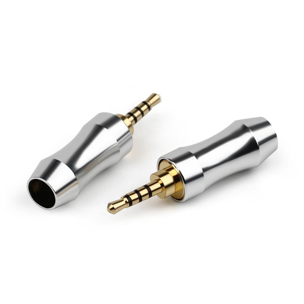 10 Stuks 2.5Mm Jack 4 Pole Stereo Oortelefoon Plug Audio Connector Hifi Headset Rhodium/Vergulde Koperen Draad connector