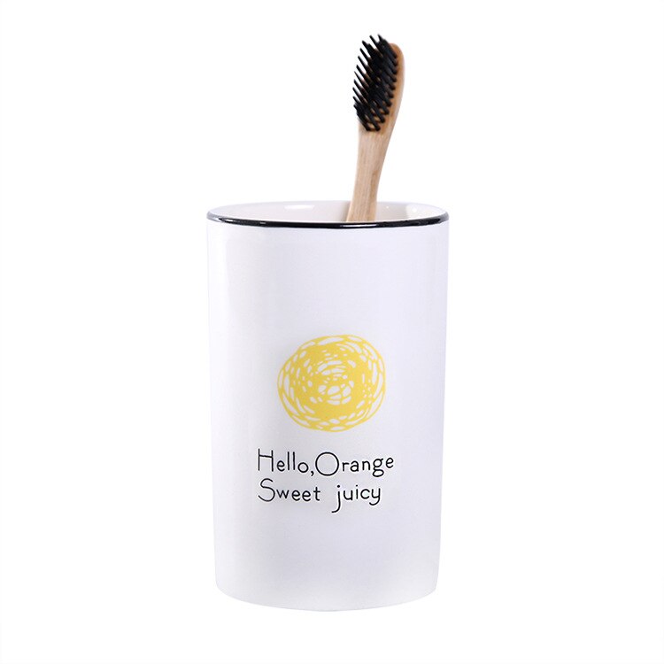Escova de dentes cerâmica copo criativo dos desenhos animados escova copo doméstico lavar copo copos do casal hotel casa de banho produtos de higiene pessoal escova copo: Tooth cup orange