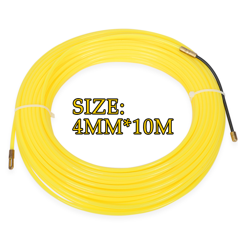 4mm 5-40M Tape Puller Extractor Guide Device Yellow Nylon Wall Wire Lead Wire Puller Cable Electrician Spring Puller Lead: 10M