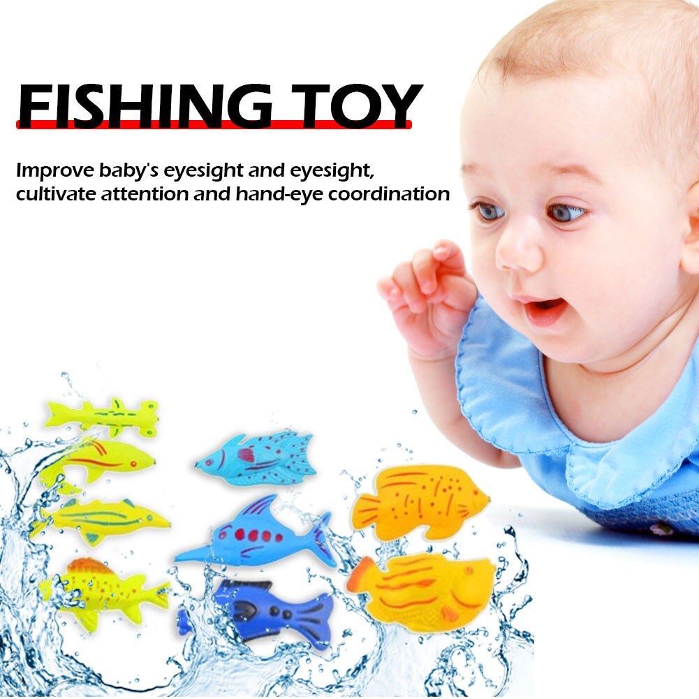 34 Sets Of Children's Fishing Toy Set 30 Fish + 2 Fishing Rods + 2 Fishing Children's Outdoor Indoor Educational Inflatable Toys