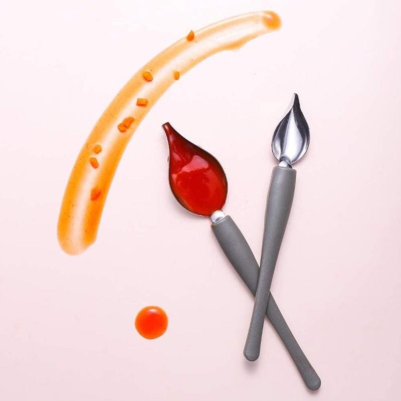 1pc multifuncional Chef decoración lápiz Anti-slip portátil de acero inoxidable salsa postres pintura café cuchara, utensilios de cocina