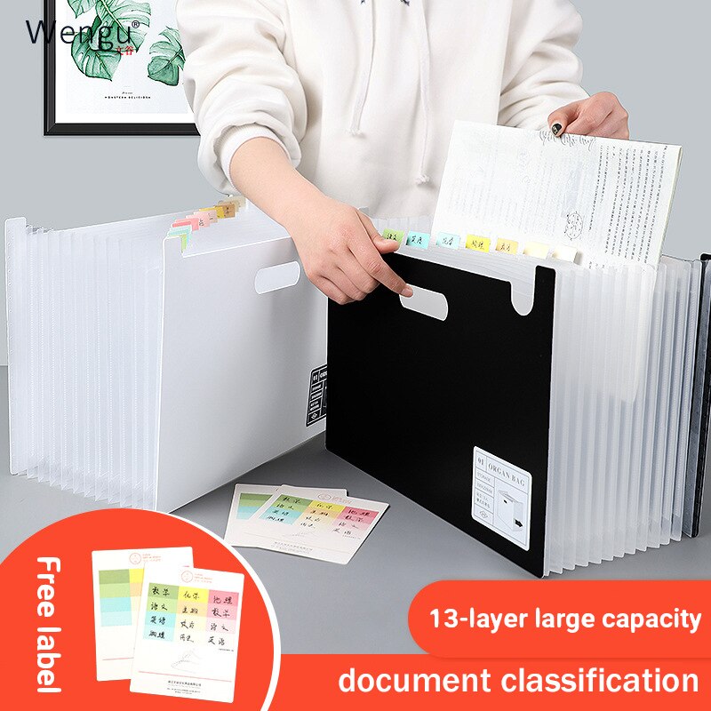 Orgel Map Opbergdoos 13-Layer Verticale Map Transparante Insert Orgel Zak Multi-layer Map Kantoor Opslag Briefpapier