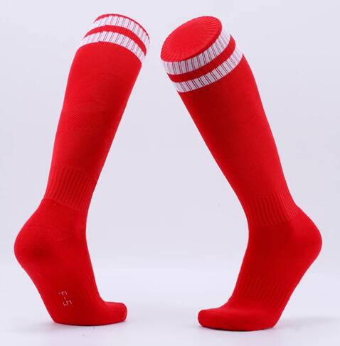 Soccer Socks Boys Girls Knee-High Football Socks Sports Kids Top Antiskid Breathable 1 pairs durable soft same size: Redwhite