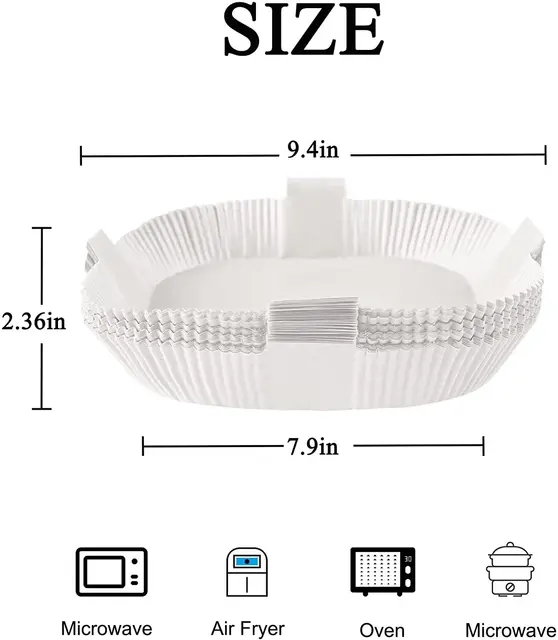 100 Stuks Lucht Friteuse Wegwerp Papier Lucht Friteuse Accessoires Perkament Houtpulp Stoomboot Bakpapier Voor Lucht Friteuse Cheesecake: WHITE