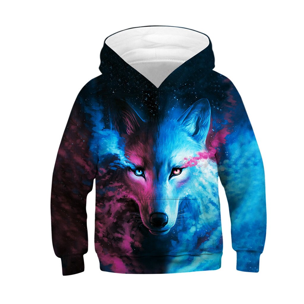 Lente Kinderen hoodie sweatshirt winter Kids Jongens baby shirt Baby Kleding cool katoen wolven print Kleding blueL5010916