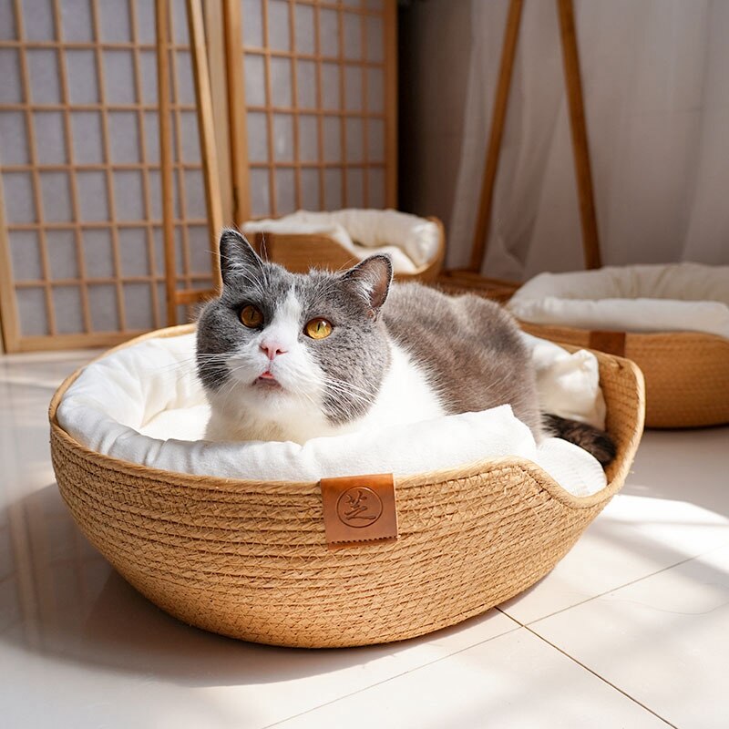 Honden Kat Warm Ronde Slapen Mand Zoete Kat Bed Gezellige Kitten Lounger Kussen Afneembare 2 En 1 Katten Bedden Wasbaar pet Cave