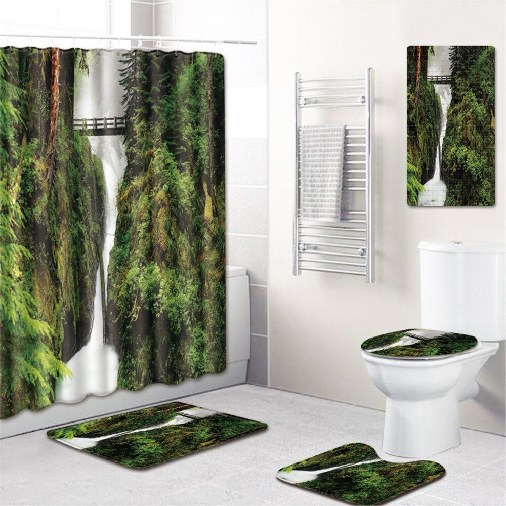 Vloermat badmat toiletmat voetmat badmat waterdicht douchegordijn badmat vijfdelig tapijt: W180716-d007 / 180 4518075cm