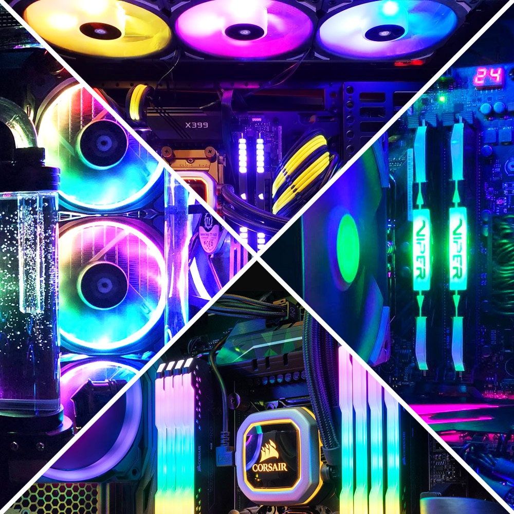 40cm Addressable WS2812b Digital LED Strip Rainbow RGB LED Lighting Kit for PC Computer Case Decor, for iCUE a CORSAIR Interface
