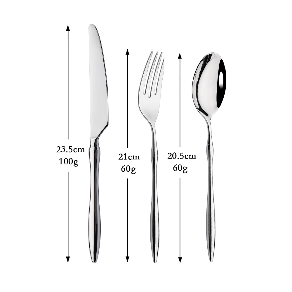 Plata 18/10 Acero inoxidable vajilla cubiertos juego de platería tenedor cuchillo cuchara vajilla cubiertos para restaurante . Exclusivo.: 3Pcs