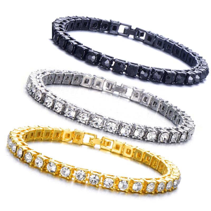 Fascino Aaa Rotonda Cubic Zirconia Bracciale Tennis Per Le Donne/degli uomini di 8/9/7 pollici 1 Fila di Cristallo catena d'oro/nero di Hip Hop Dei Monili di Cerimonia Nuziale