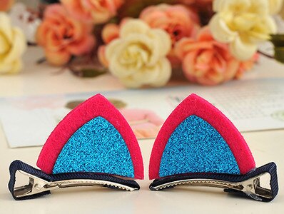 2 pcs Girl hairpin cute three-dimensional sequins cat ears child hairpin cute baby clip hairpin side clip: 3