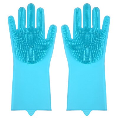 2PCS Multifunction Silicone Cleaning Gloves Magic Silicone Dish Washing Gloves For Kitchen Household Silicone Dishwashing Gloves: BLUE