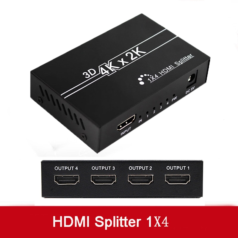 HD 4K HDMI Splitter 1X4 1X2Port 3D UHD 1080p 4K * 2K Video HDMI switch Switcher HDMI 1 Ingang 4 Uitgang HUB Repeater Versterker