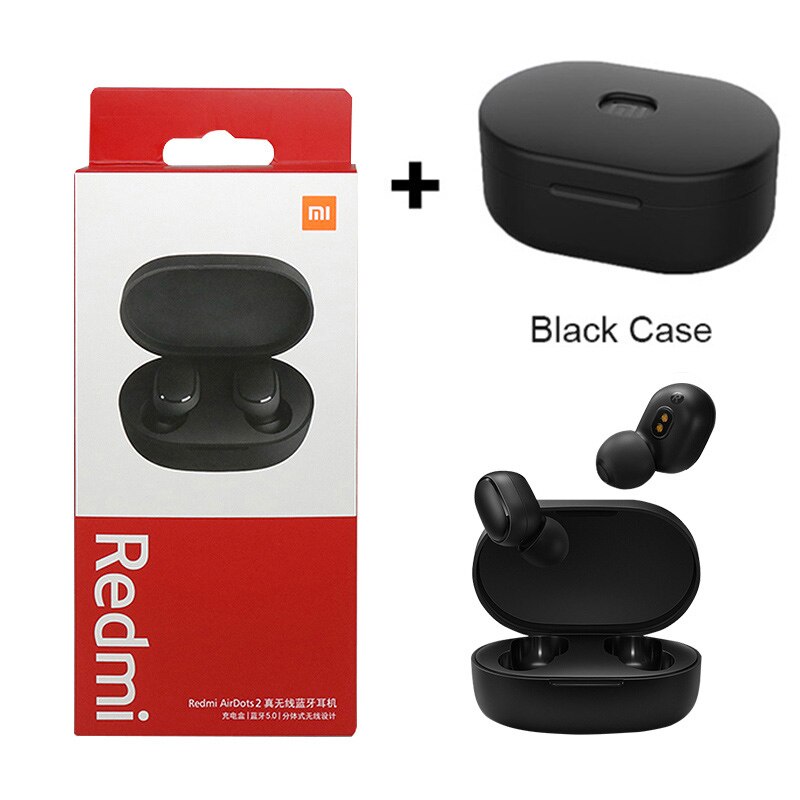 Originele Xiaomi Redmi Airdots 2 Fone Bluetooth Koptelefoon Draadloze Hoofdtelefoon Met Microfoon Handsfree Oordopjes Redmi Airdots 2 Headset: with Black Case