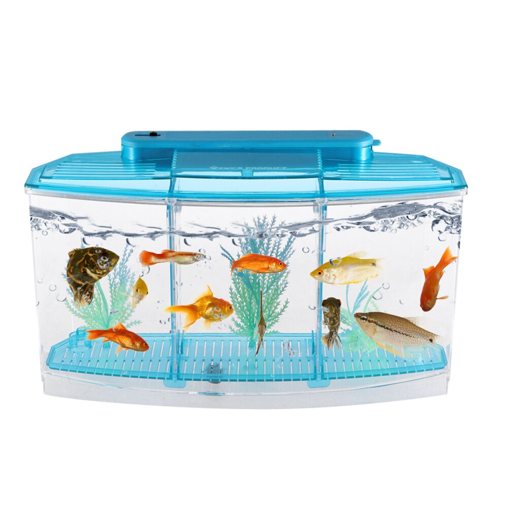 Mini Fish Tank Self-Cleaning Desktop Mini Ecological Goldfish Tank Square Hatching Seedlings Aquariums for Home Shop (Purple)