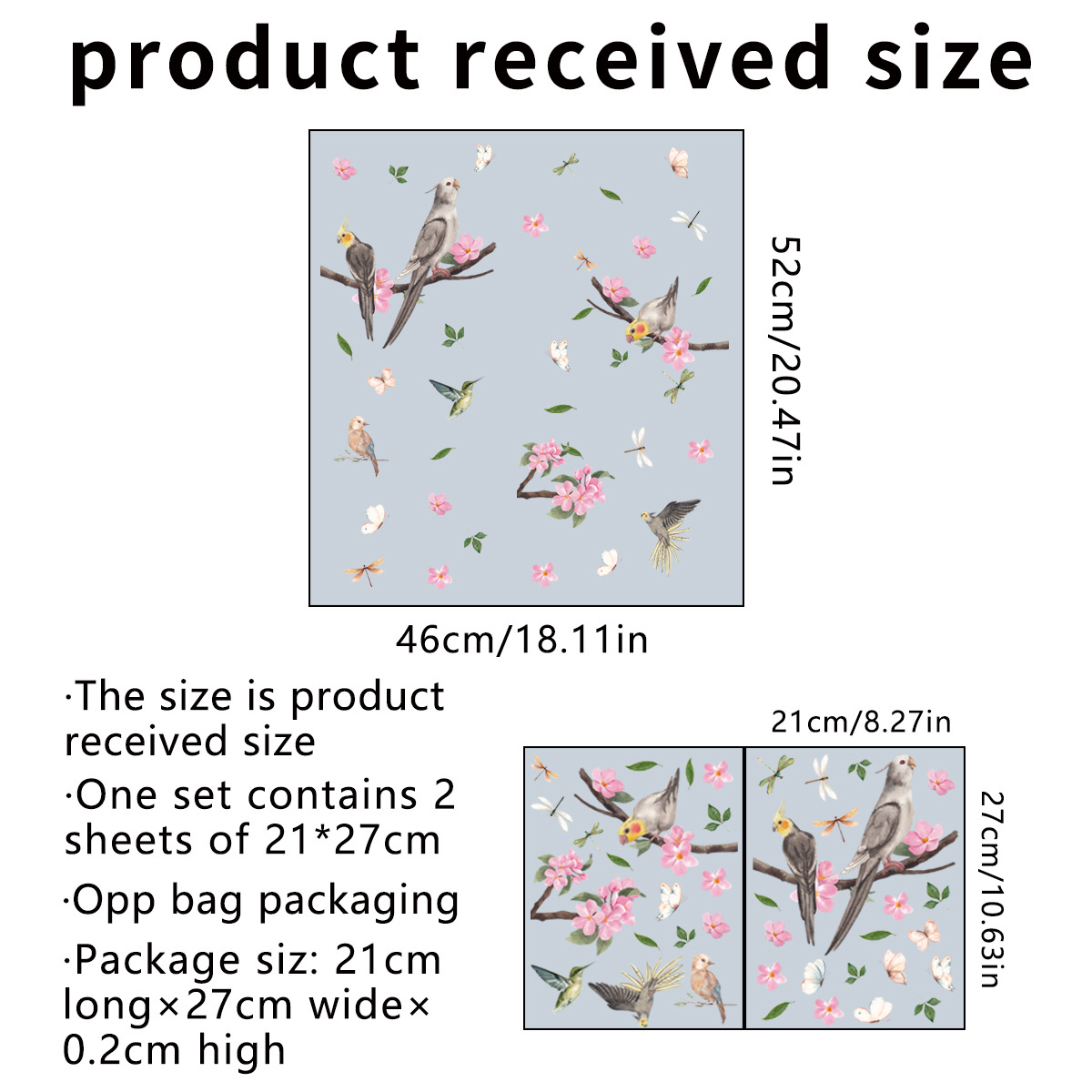 Ink Chinese Wind Branch Bird Glass Sticker Window Window Double-Sided Visual Decorative Wall Sticker: qz0640-02