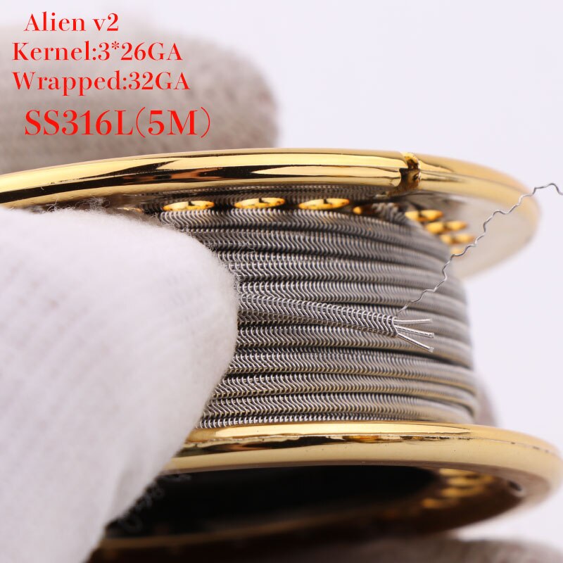 10 Feet XFKM Alien V2 Coil Wire NI80 SS316 Heating Wire High Density RDA RBA RDTA Rebuildable Atomizer Heating DIY Coil Wire: 3-26-316-5m-v2