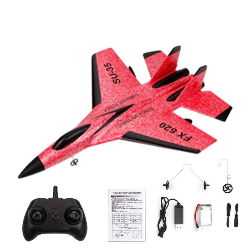 Flexible R/C Aircraft EPP Foam RC Realistic SU35 Fighter for Elementary Aeromodelling Long-Endurance Kids Favor: Red