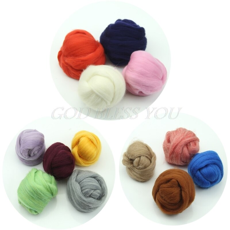 20 kleuren Wol Corriedale Needlefelting Top Zwervende Geverfd Spinning Nat Vilten Fiber