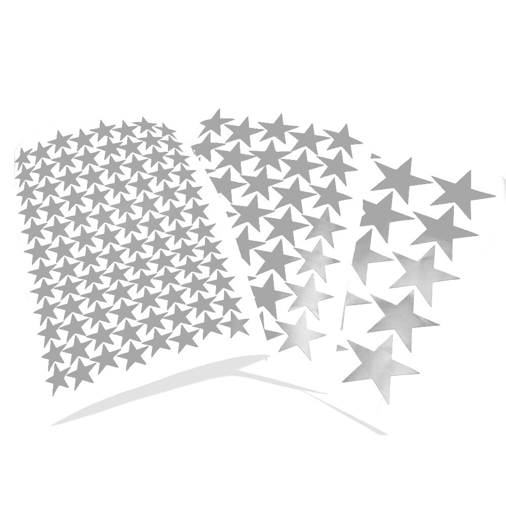 3/5/7cm udstansede sølvstjerner vægklistermærker børneværelse vægindretning hjem diy vinyl mat stjerne mærkat væg kunst mærkater baby børnehave: Alle størrelser 146 stk