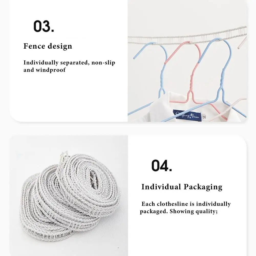 Tendedero portátil a prueba de viento, longitud ajustable, ahorro de espacio, cuerda para colgar para acampar con ganchos, colgador de ropa para coche, mochilero, 2 uds.