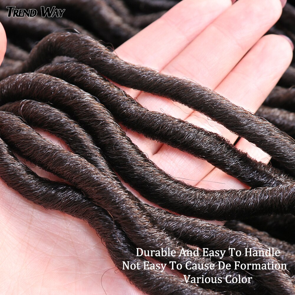 Twend Way Synthetic Curly Faux Locs Crochet Hair Dreadlocks Braiding Hair Heat Extensions 22Inch Long Soft For Black Women Black