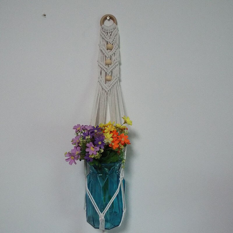 Vertical Garden Plant Hanging Rope Macrame Hanger Flower Net Pot Baskets Wall Handmade Cotton Rope for Home Year Decoration