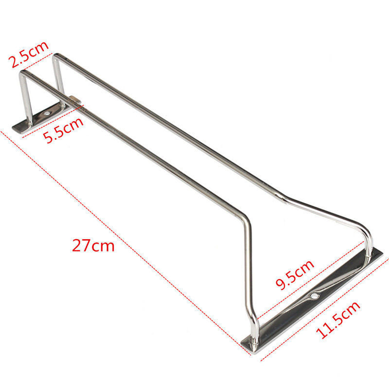 Top 27/35/55cm rustfrit stål vinreol glasholder hængende bar bøjle hylde hjem nyttig: 27cm
