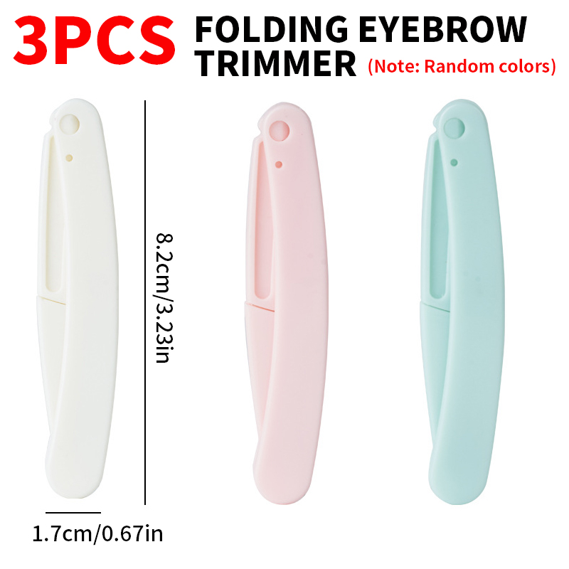 3PCS Draagbare Wenkbrauw Trimmer Veilig Wenkbrauw Shaper Opvouwbare Wenkbrauw Trimmer Scheermesje Scheermes vrouwen Makeup Tools: Default Title