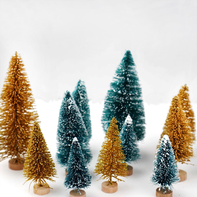 8 Stks/set Kerstboom Ornamenten 5Cm/6.5Cm/8.5Cm/12.5Cm Goud Zilver Groen Kleine boom Thuis Kerst Decoratie Diy Ambachten