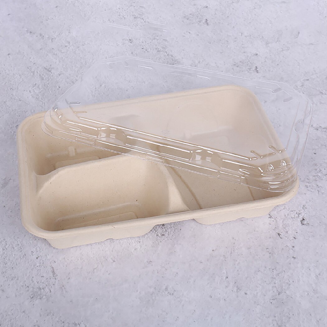 50PCS Paper Food Container 3-Compartment Food Packing Box Meal Prep Container Disposable Meal Prep Containers Food Takeout Boxes