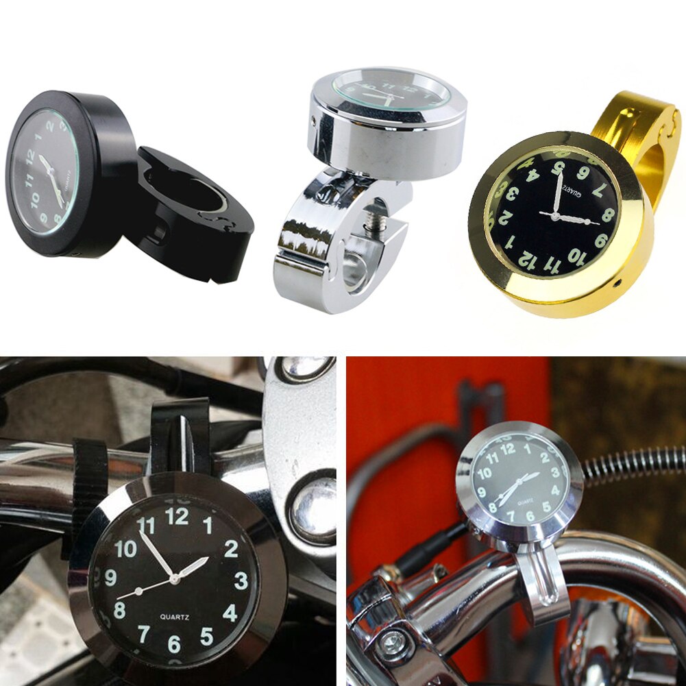 Universele Waterdichte 7/8 Motorcycle Fietsstuur Mount Klok Horloge Duurzaam Aluminium Klok Vergrendeld Om Stuur