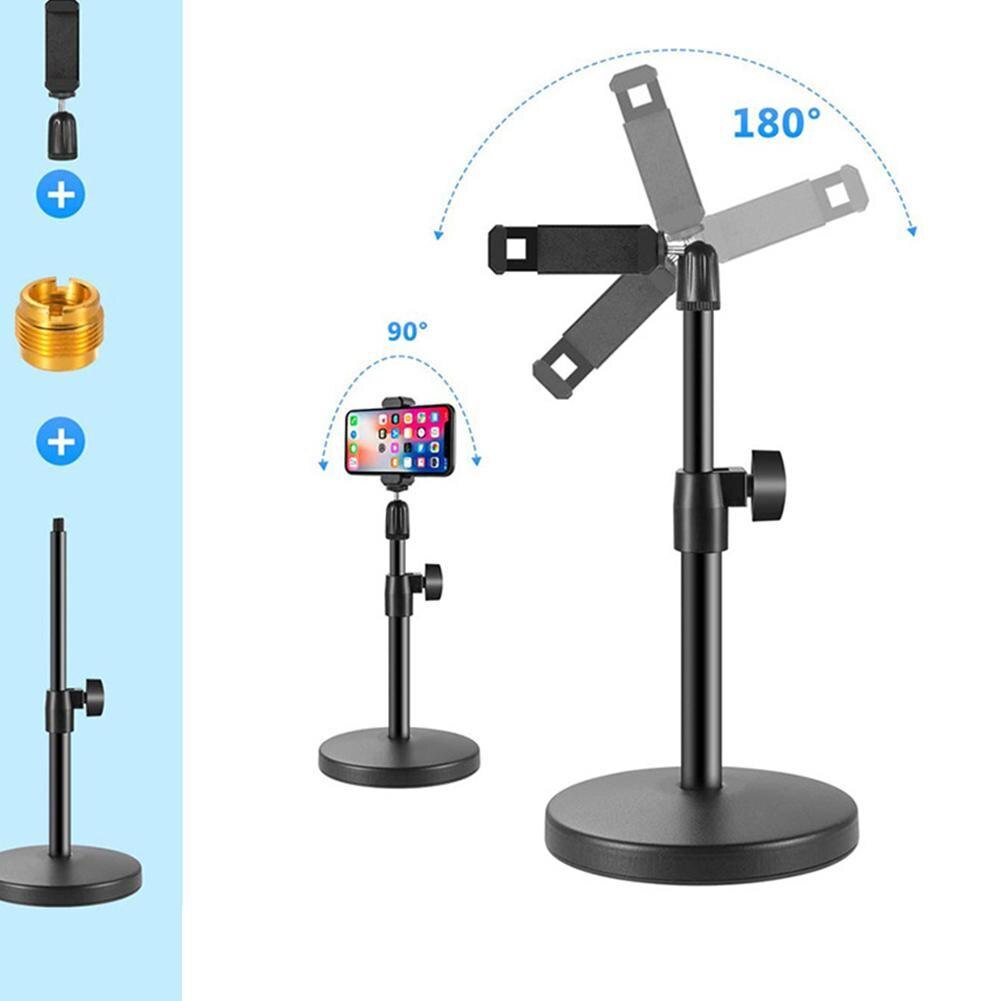Microphone Stand Cell Phone Holder Phone Clip Mic Clamp Adjustable Table Mic Stand With Base For Conference Speech