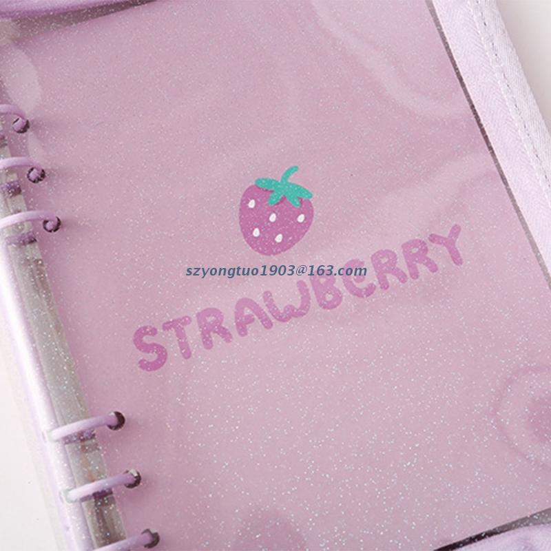 P82C A5/A6 6 Hole Zippered Loose Leaf Notebook Cover Planner Binder Ring Clips Photo Organizer Shell Diary Transparent Case