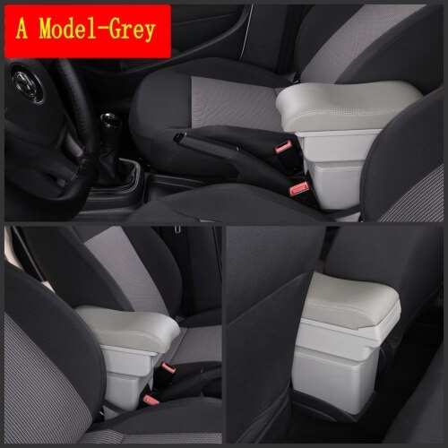 Boîte accoudoir pour Peugeot 307, boîte de rangement central avec interface USB support de verre, cendrier: A-Gray
