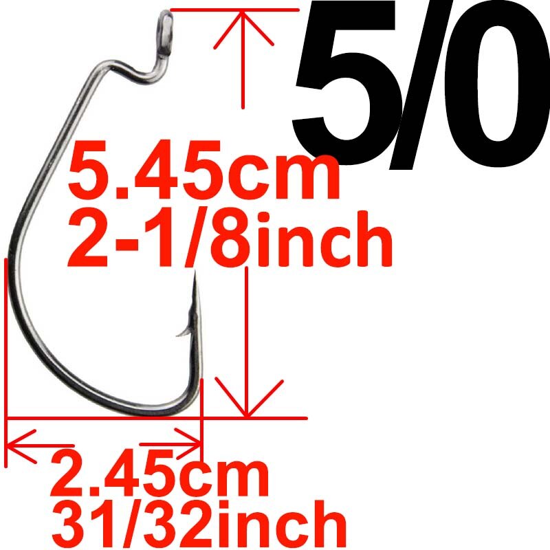 20pcs Wide Gap Worm Fishing Hooks Jig Crank Big Bass Hook Black High Carbon Steel Crank Barbed Hook for Soft Fishing Lure: 5l0