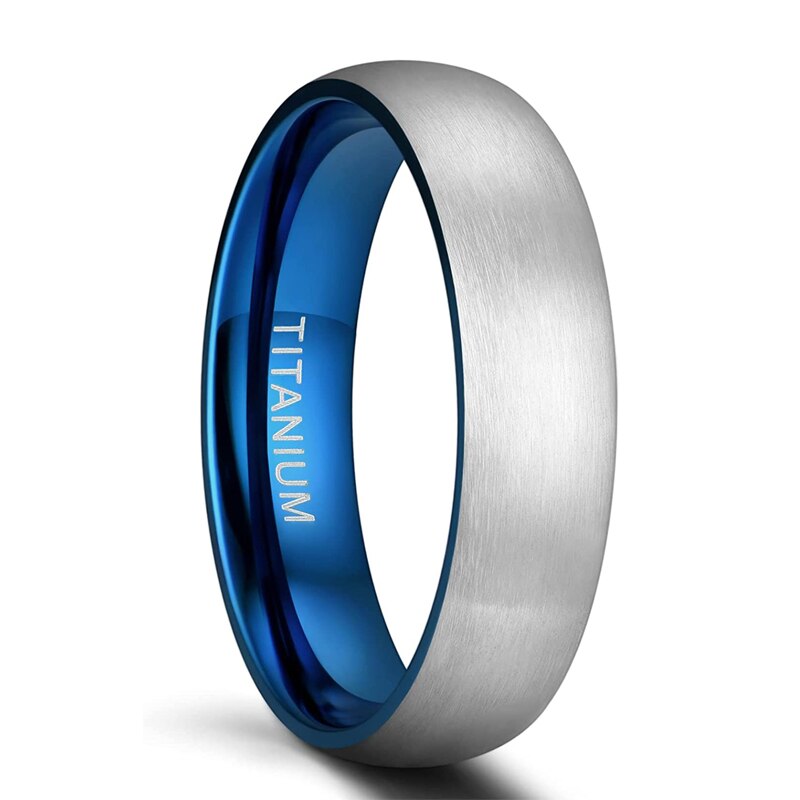 Anillo de titanio Somen para hombre, acabado mate, negro/azul en el interior, Anillo de compromiso clásico, joyería Unisex, alianzas de boda para hombre y mujer: 9.5 / Amarillo