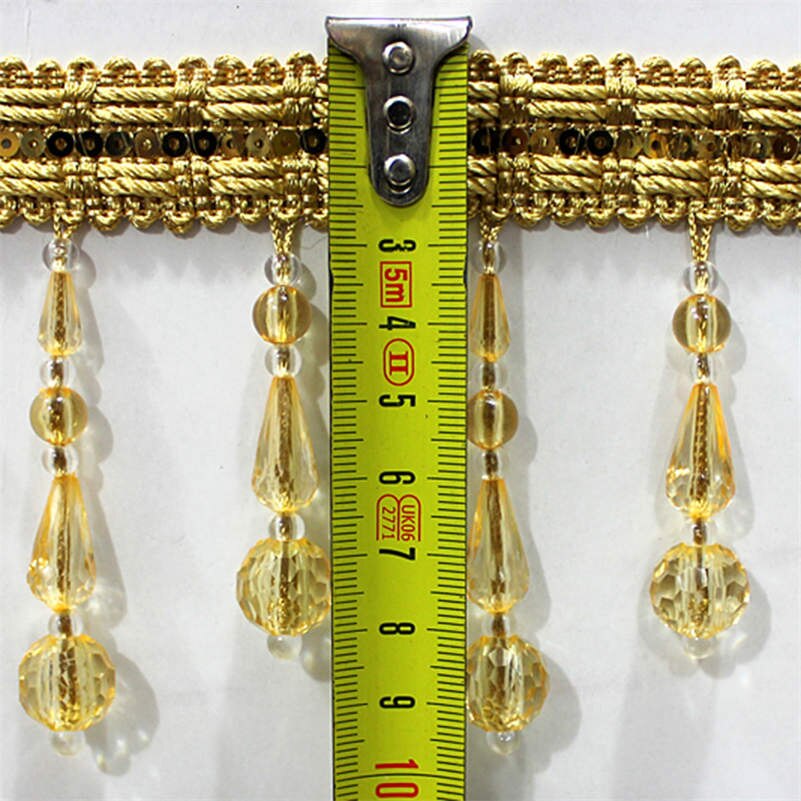 3 Meter Crystal Beaded Curtain Fringe Tassel Trim Upholstery Craft Acrylic Pendant Edge Lampshade Upholstery Trim Decor
