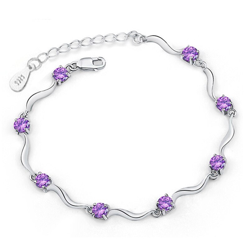 Bracelets en cristal violet femme chaîne de et Bracelet à maillons