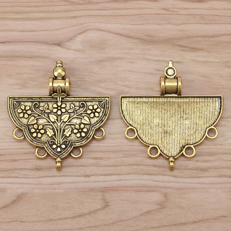 3 Pieces Antique Gold Large Tribal Multi Strand Flower Connector Charms Pendants for Necklace Jewellery Making Findings