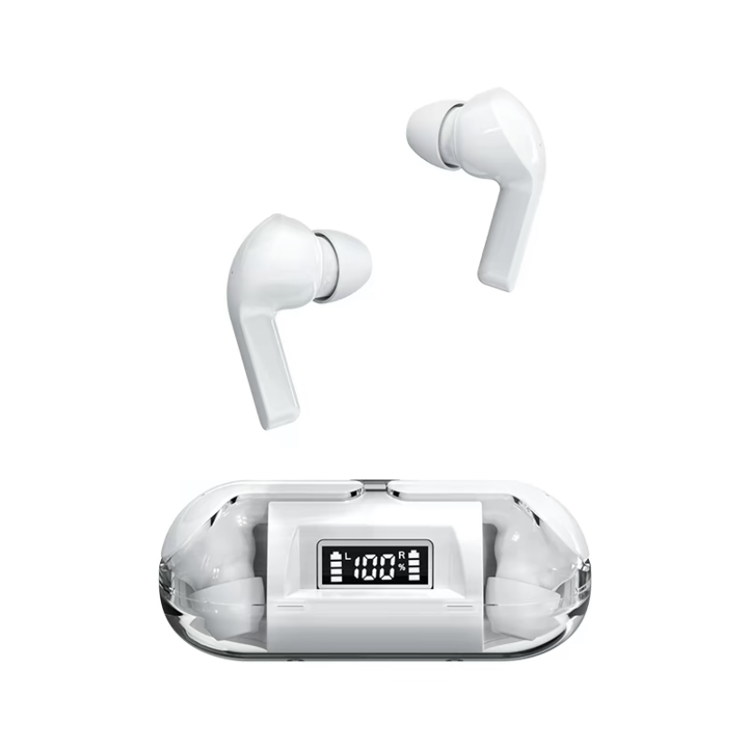 A06 Wireless TWS Bluetooth Earphone with LED Display Touch Noise Canceling Earbuds SportsMusic Game Headset Waterproof: WHITE