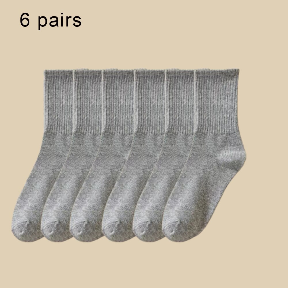 6/12 pares de calcetines medios para mujer Color sólido transpirable cómodo en otoño invierno absorbente de sudor calcetines casuales de deportes: Marfíl