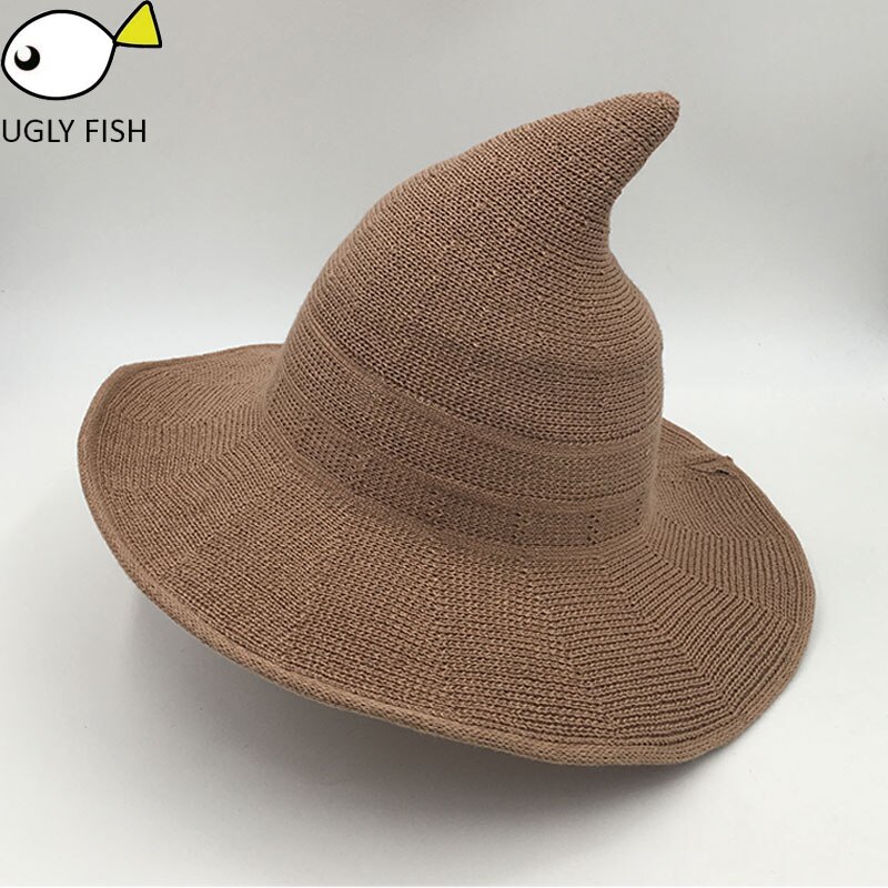 Chapéu de sol para As Mulheres Traje dobrável Chapéu Bola Cap Chapéu de Bruxa Para O Natal Bonito crochê mulheres chapéu de Verão