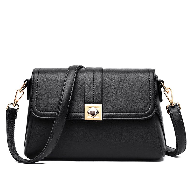 Bag middle aged women's bag trend women's mother's bag single shoulder small square bag women's messenger bag: Black