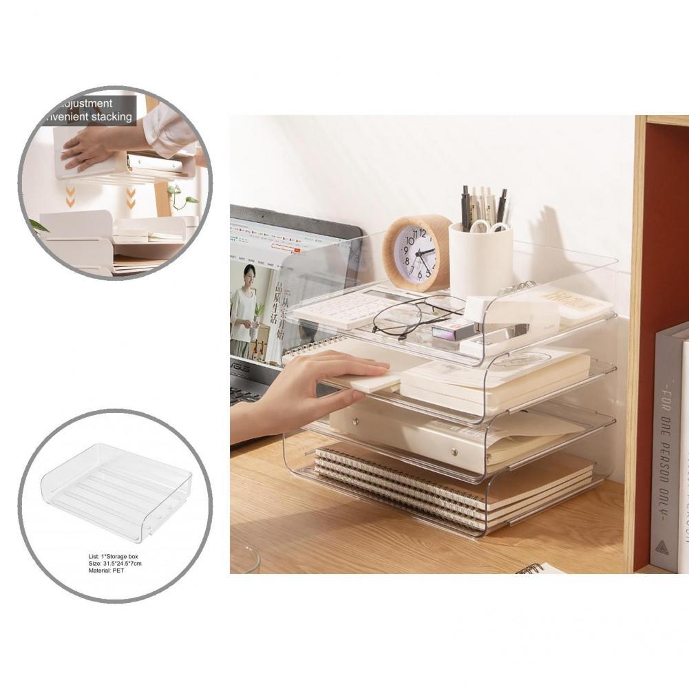 Lightweight Great Paper Tray Holder Stylish Desk Organizer Practical Filing Rack Stackable for Dorm